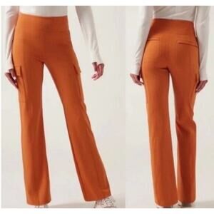 Athleta Delancey Straight Cargo Pant XXS Burnt Orange Pockets High Waist Stretch